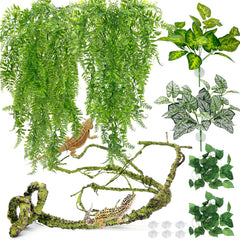 Hamiledyi hojas colgantes grandes para terrario, refugio natural para reptiles