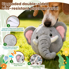 Hanarook Juguete interactivo para perros elefante, carga tipo-c para juego continuo.