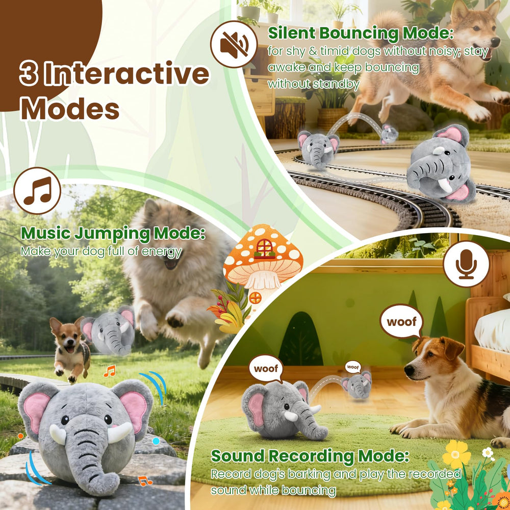 Hanarook Juguete interactivo para perros elefante, música y salto para estimular.
