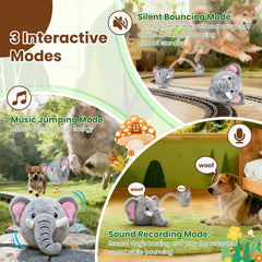 Hanarook Juguete interactivo para perros elefante, música y salto para estimular.