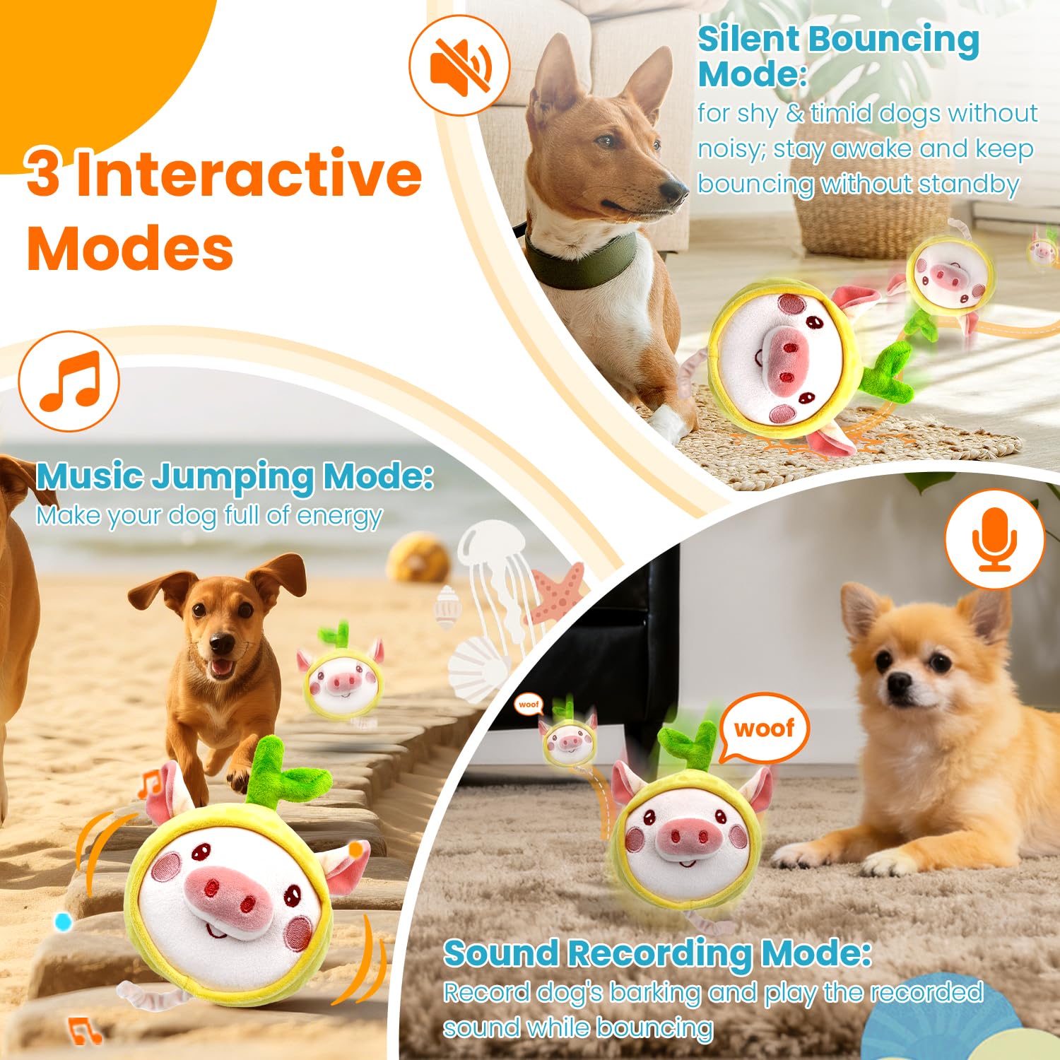 Hanarook bola musical para perros, estimula juego y exploración