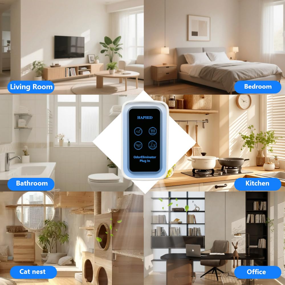 HAPHID Tecnología de iones: purifica olores fuertes como humo o mascotas