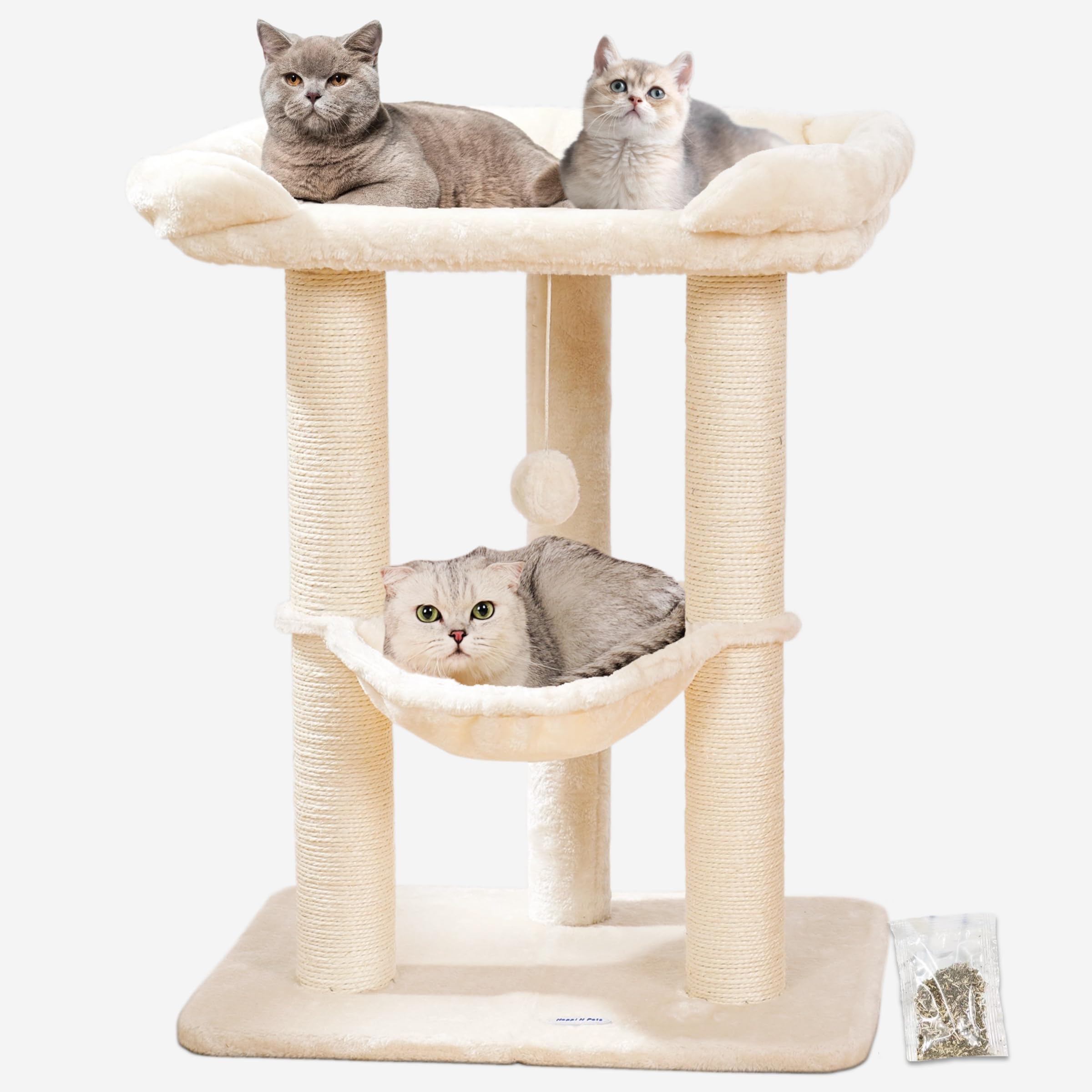 Happi N Pets arbol-gatos-28-pulgadas ofrece altura para trepar y observar la habitación.
