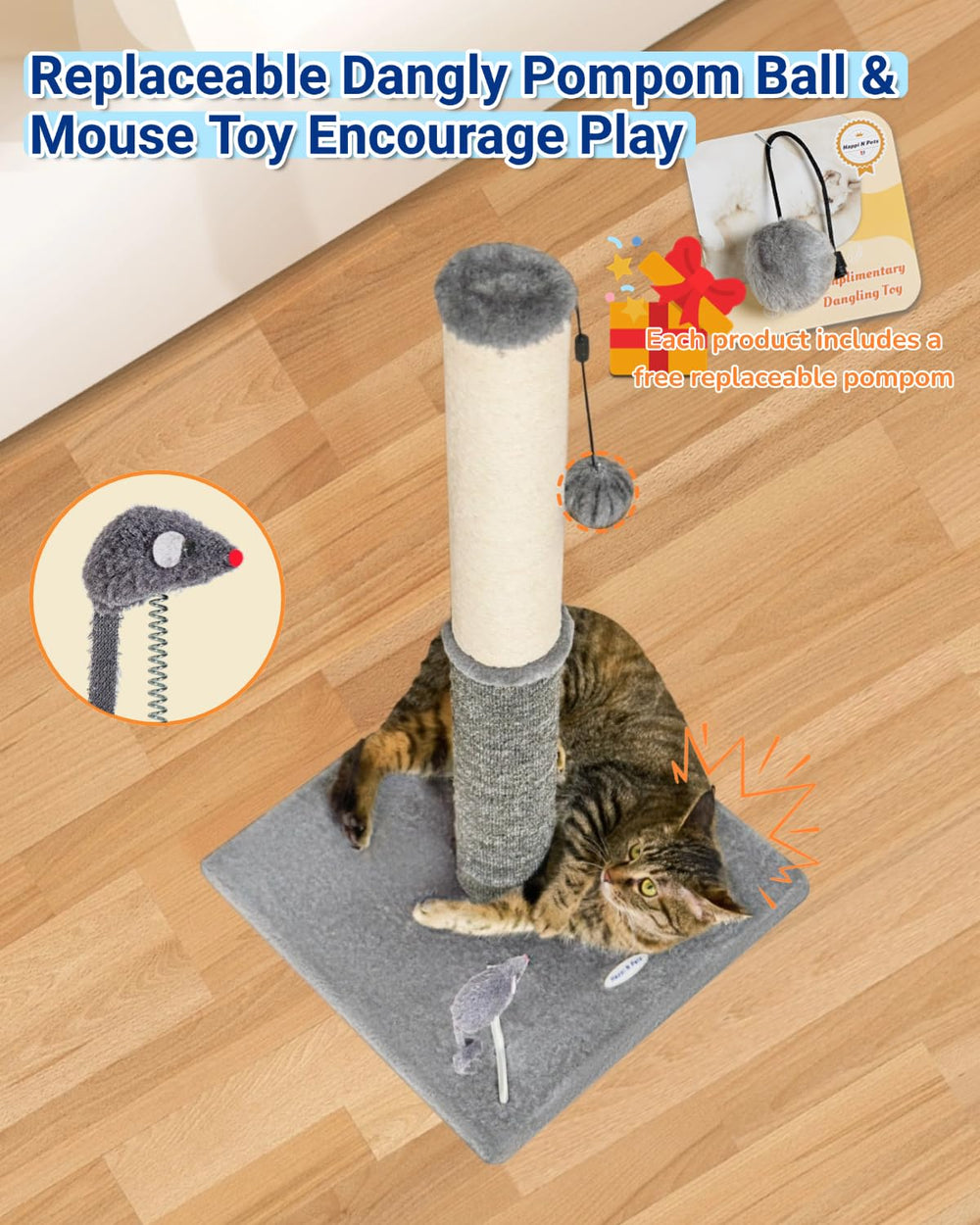 Happi N Pets juguete ratón desmontable para caza y juego.