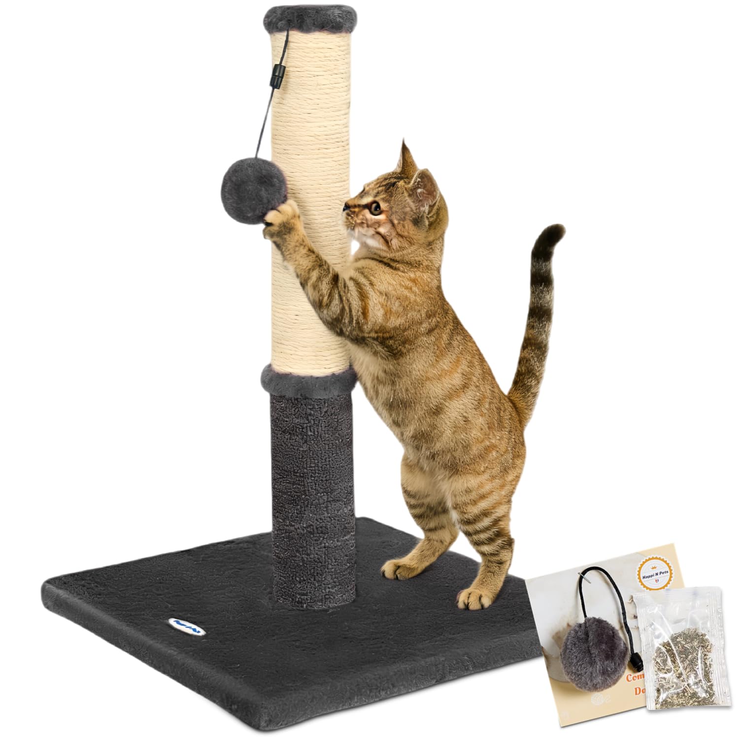 Happi N Pets poste rasca-gato con sisal resistente para afilar uñas.