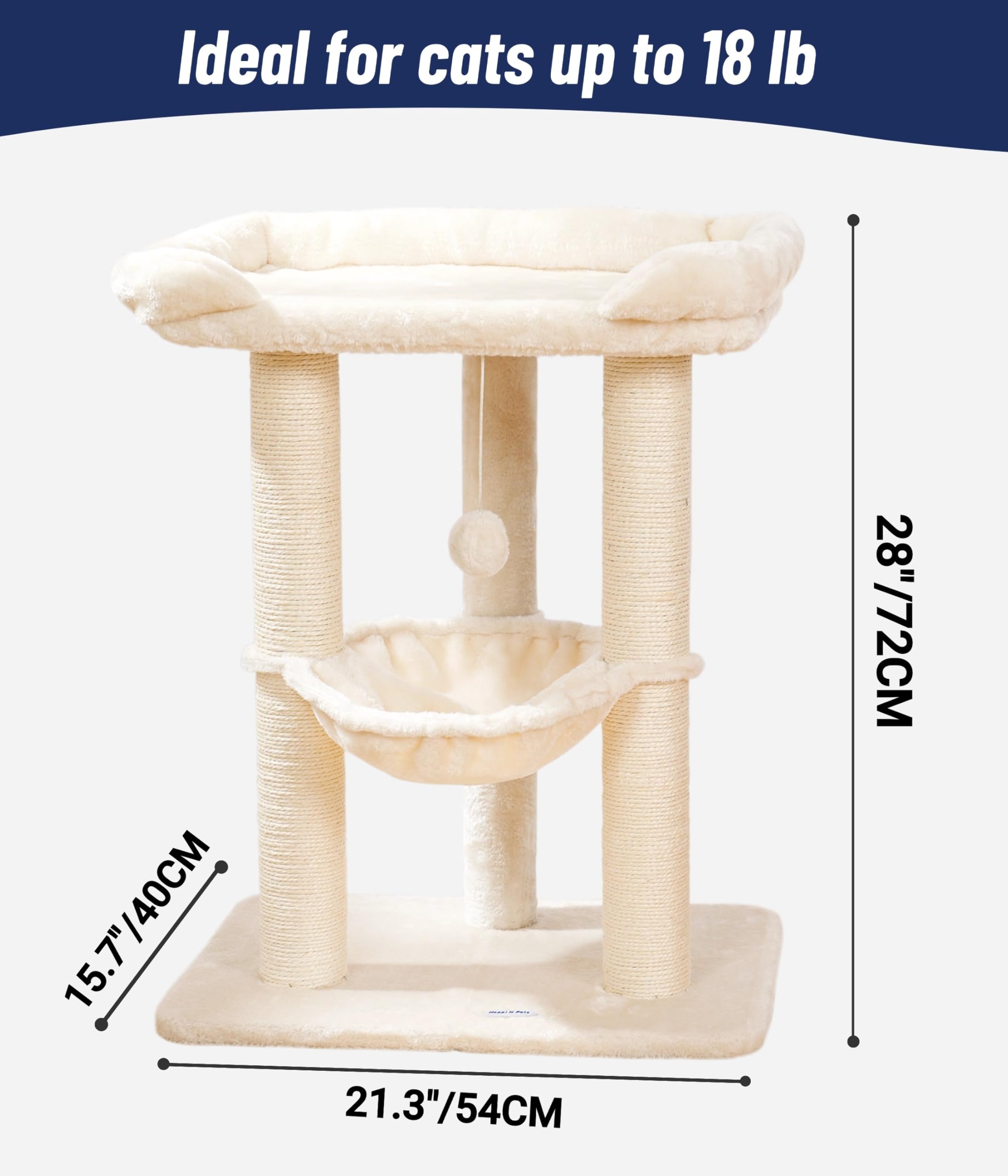 Happi N Pets postes-rascado-sisal proporcionan superficie duradera para rascar sin dañar los muebles.