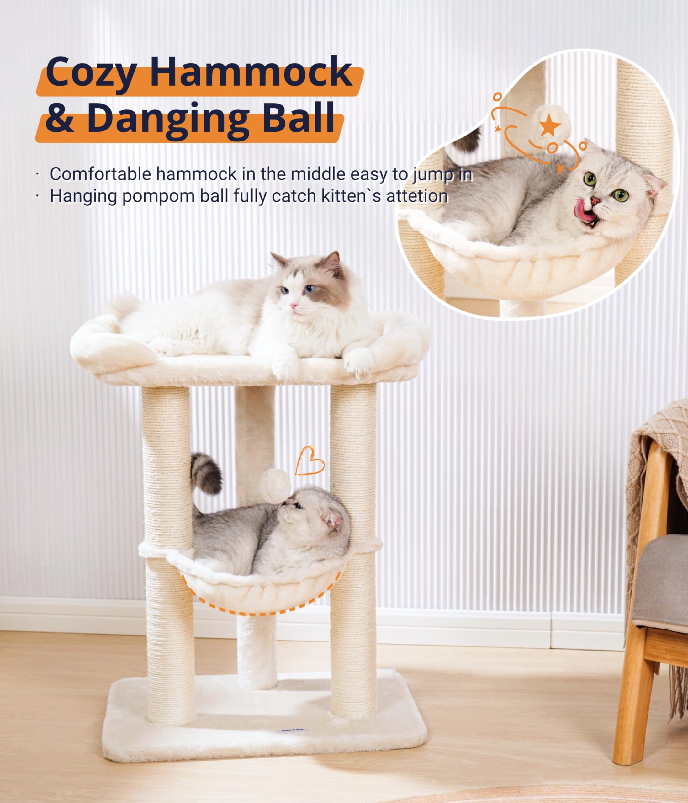 Happi N Pets zona-entrenimiento-gatos incluye juguetes para estimular la exploración y diversión.