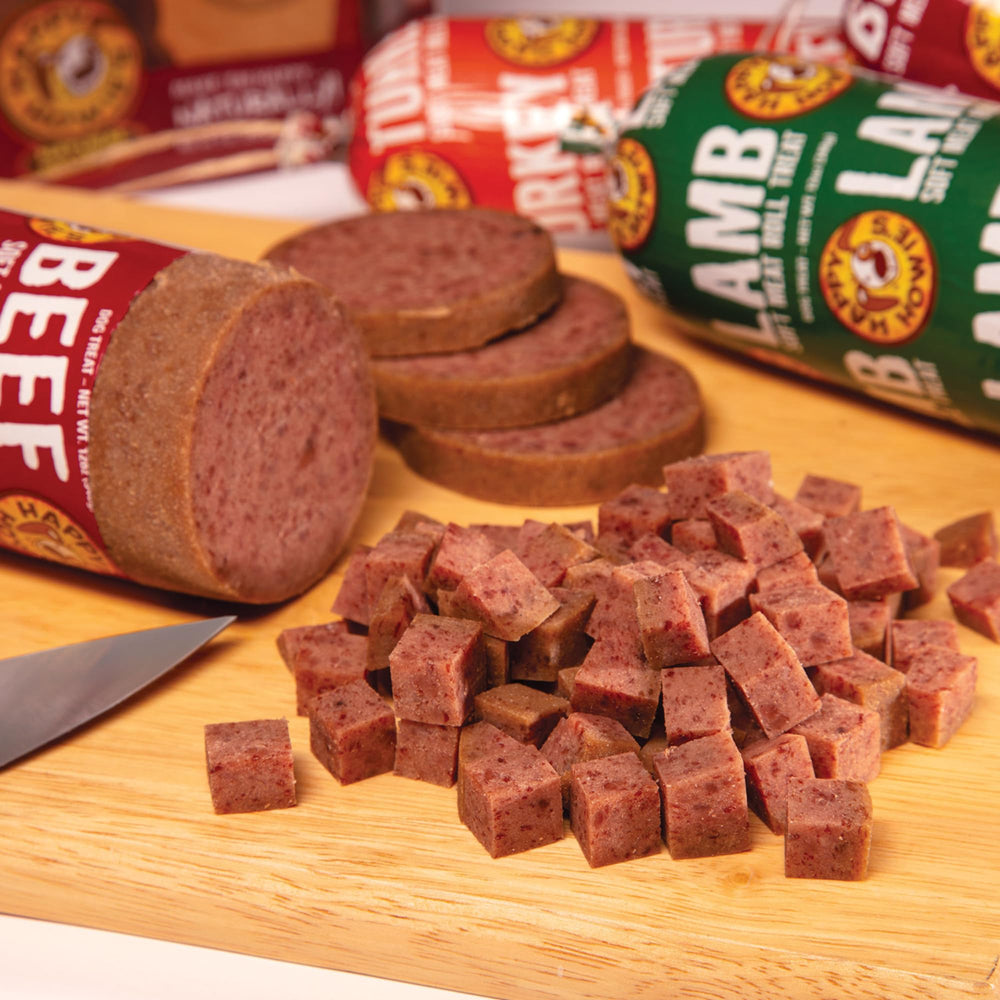 Happy Howie's rollos de carne suaves para perros, porciones cortadas