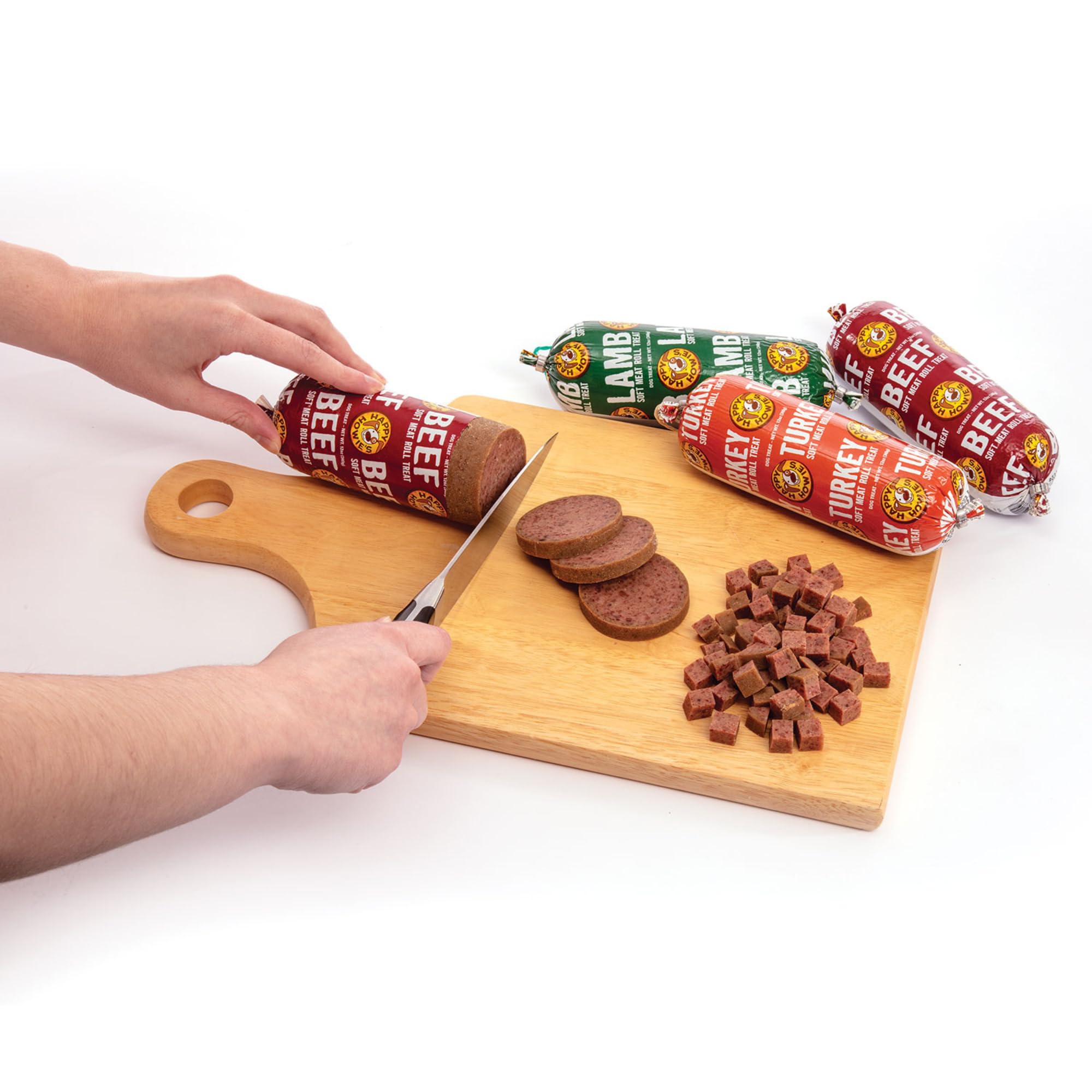Happy Howie's rollos de carne suaves para perros, textura suave al tacto