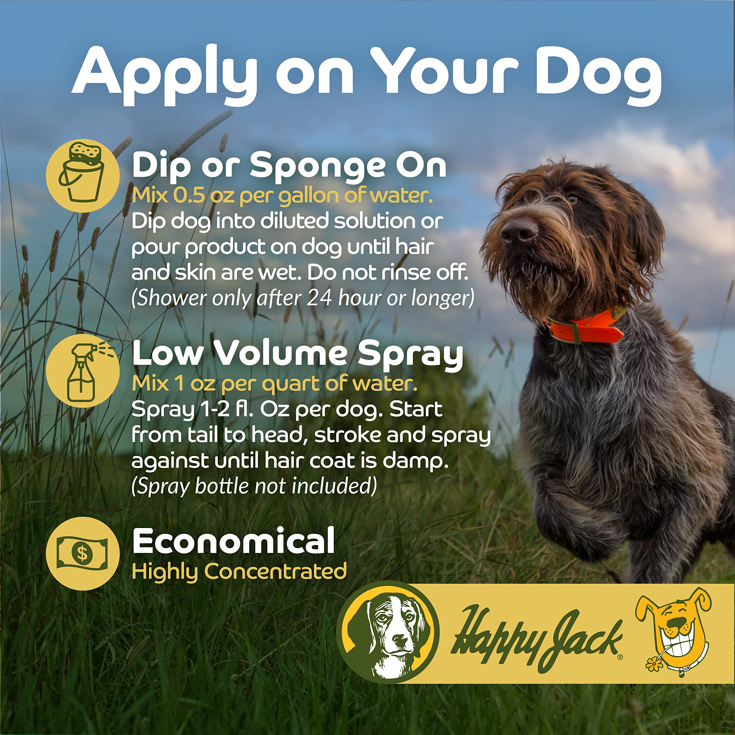 Happy Jack Kennel Dip control de 30 días para pulgas y garrapatas