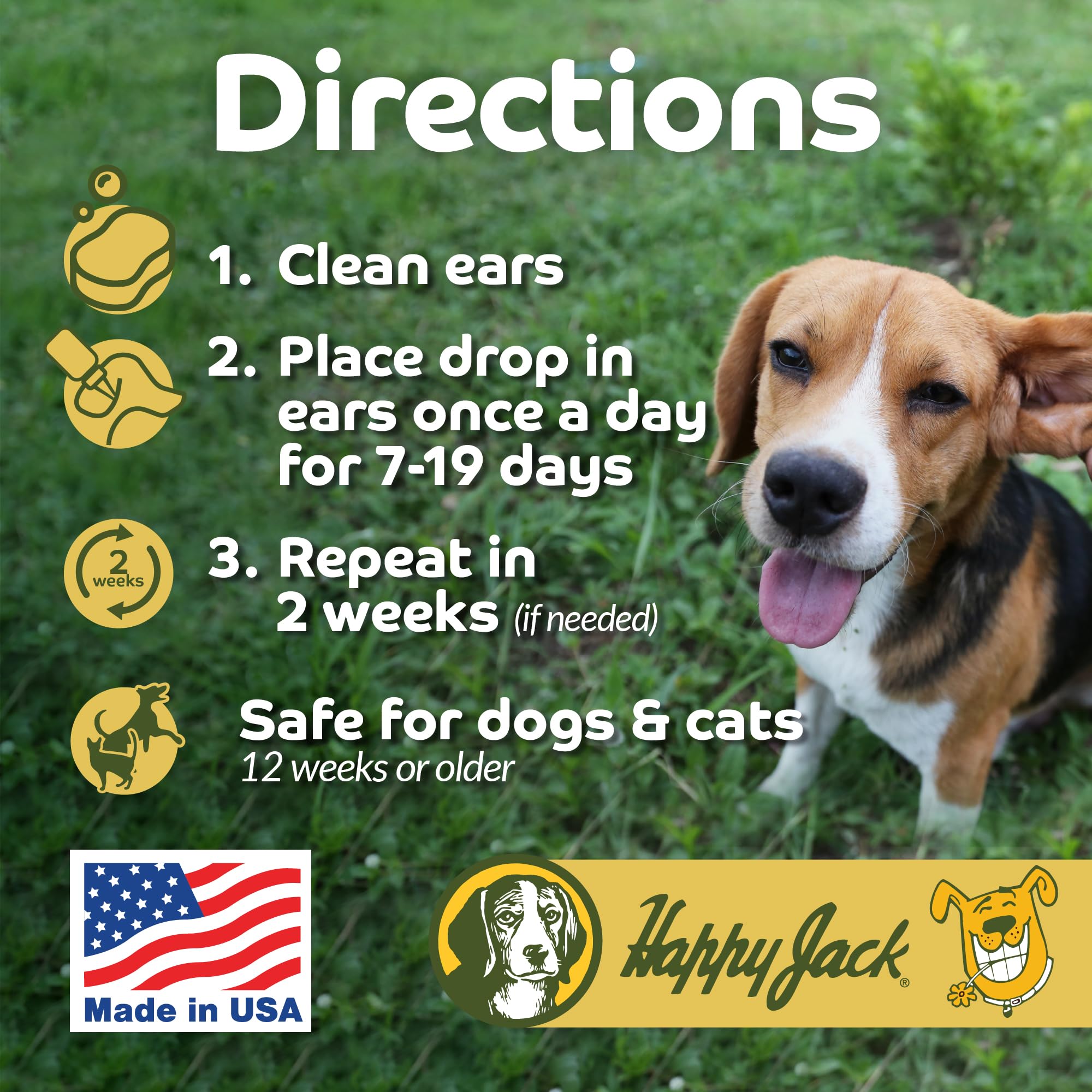 Auricular para perros con Happy Jack Mitex ayuda en limpieza.