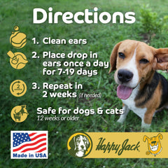 Auricular para perros con Happy Jack Mitex ayuda en limpieza.