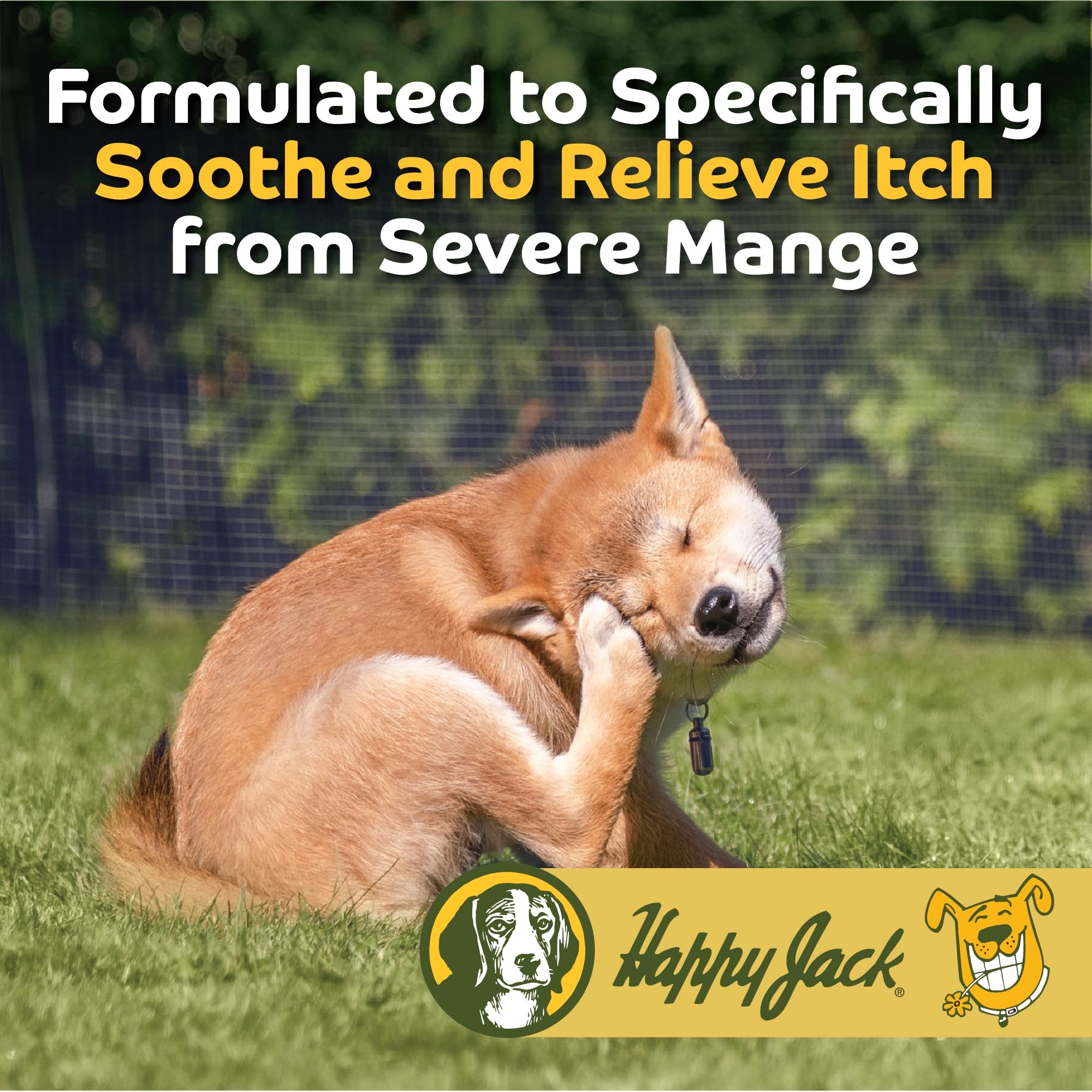 Happy Jack Sardex: aplicación suave para sarna en perros, facilita el cuidado diario.