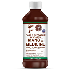 Happy Jack frasco de 16 oz para tratamiento de mange en perros y caballos.