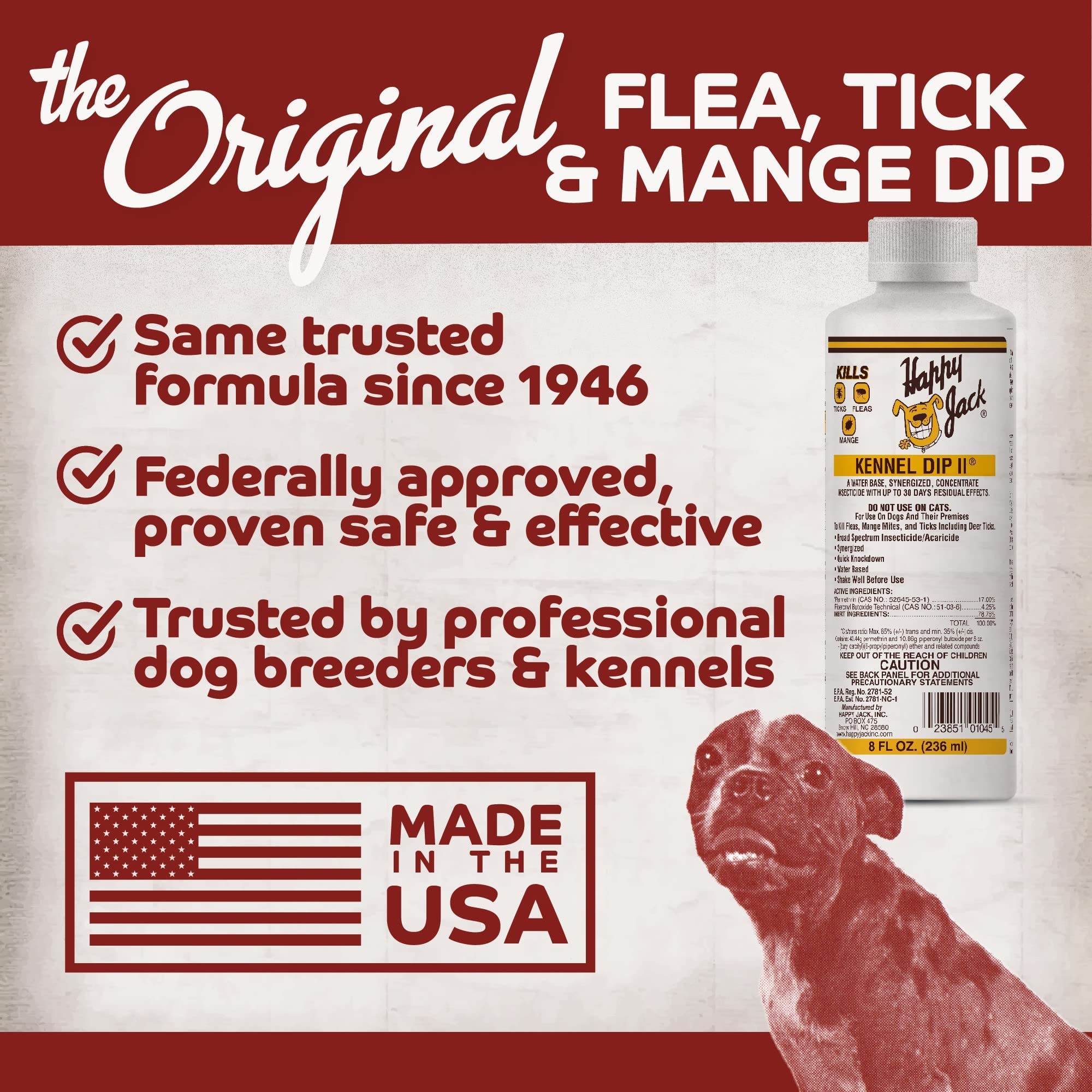 Happy Jack Kennel Dip uso interior exterior para casa y patio