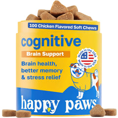 Happy Paws: empaque cognitivo para perros, listo para apoyar la concentración diaria.