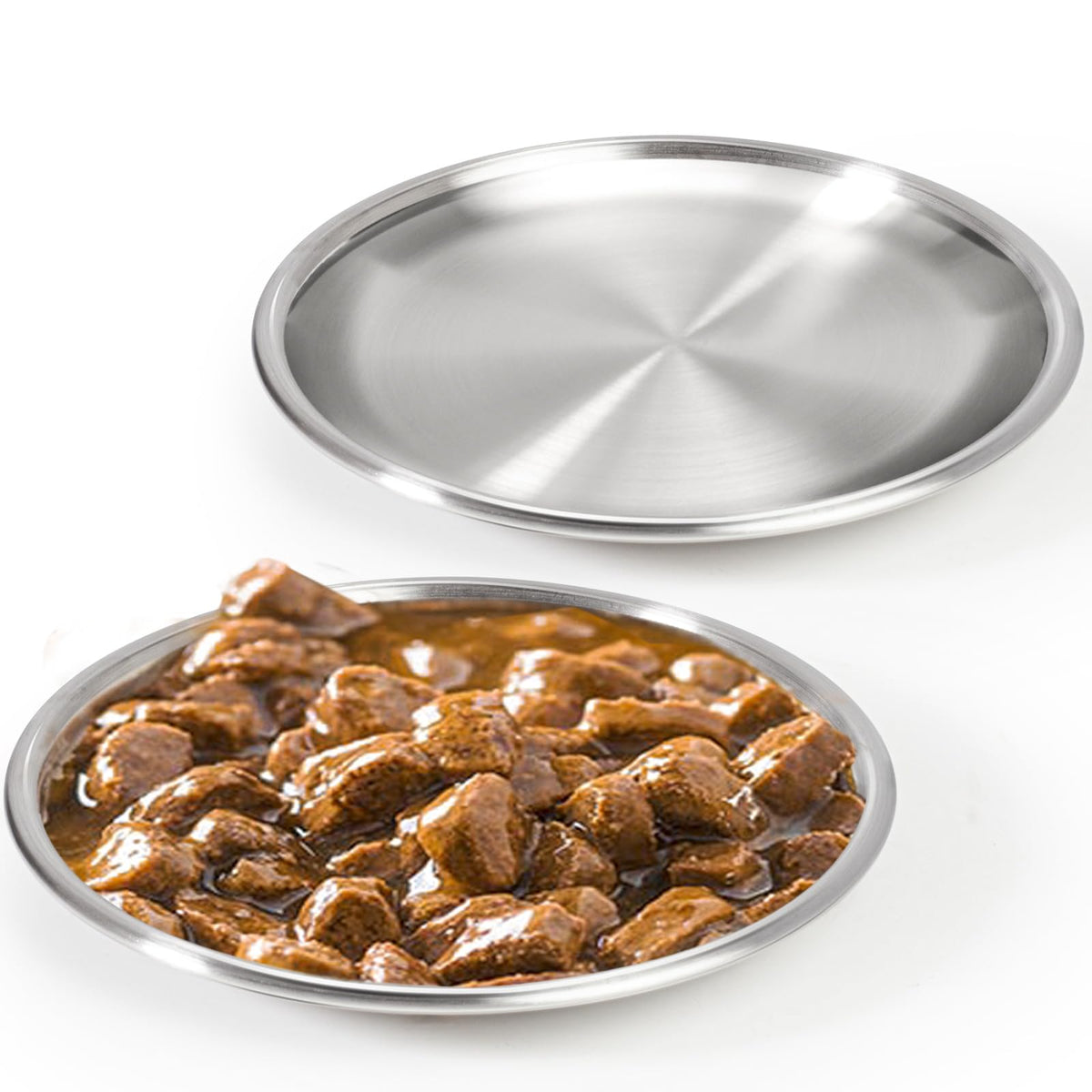 Harhana platos gados acero inoxidable dos pares, cómodo para gatitos y mascotas pequeñas.