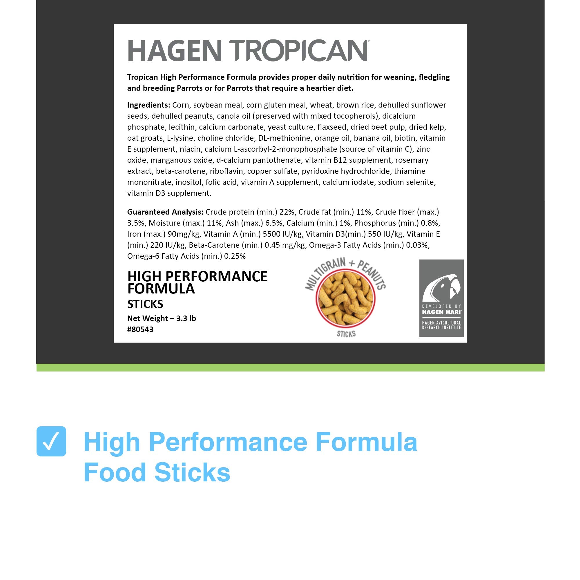 HARI Tropican: barra-alimento para loros de tamaño grande, fácil de sostener