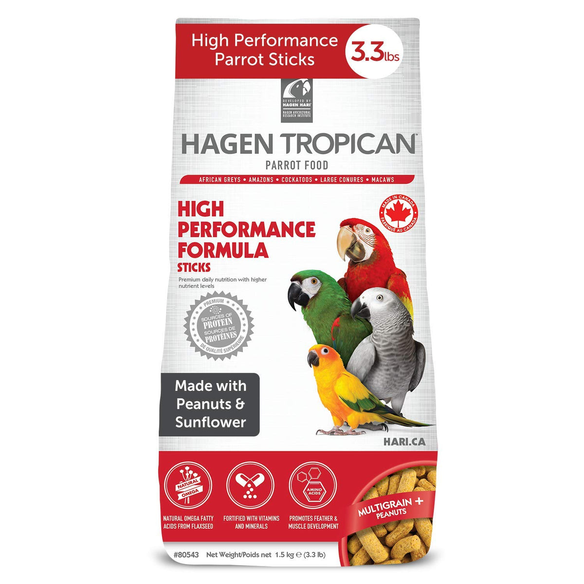 HARI Hagen Tropican: empaque-barra-alimento para loros, opción práctica