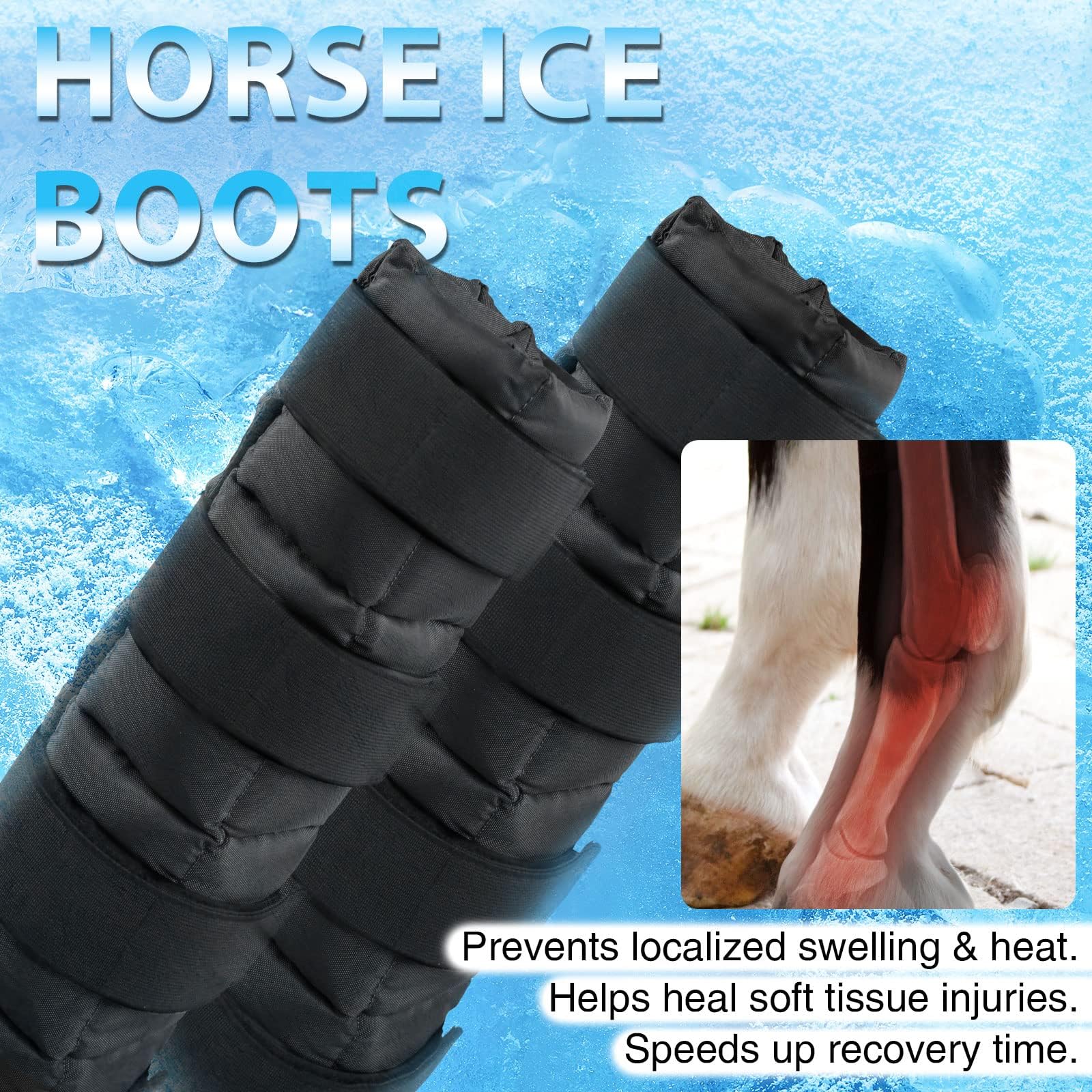 Bota de hielo Harrison Howard para caballo, cierre velcro para fijación segura