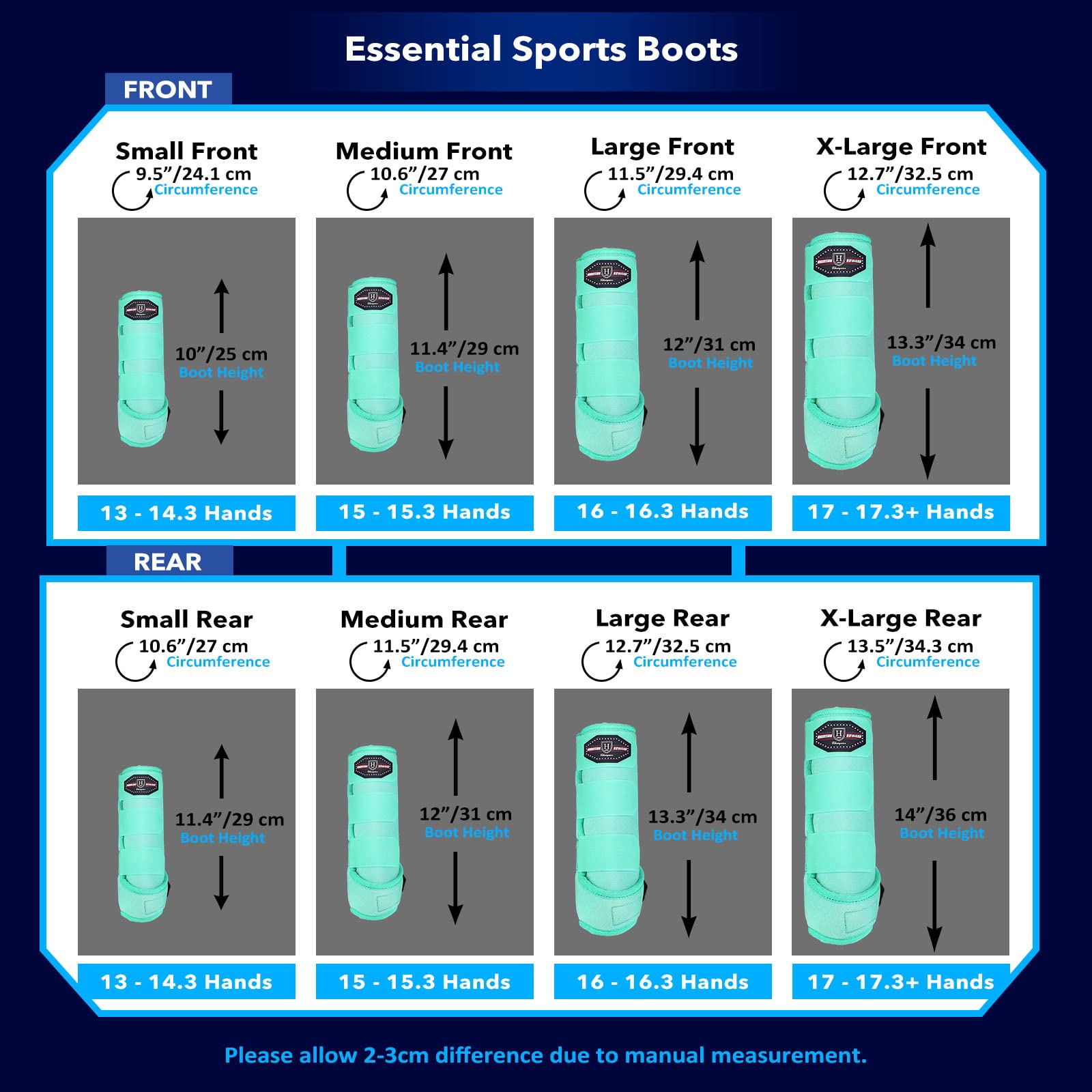 Botas de protección ecuestre Harrison Howard — absorbentes frontales, pack 2, talla L, color menta