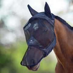 CareMaster de Harrison Howard, máscara anti moscas para caballos, nariz larga y orejas, protección ocular