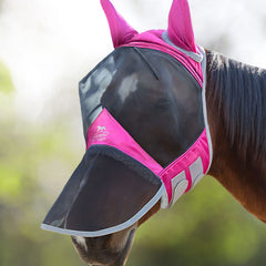 Harrison Howard CareMaster Pro: máscara anti moscas luminosa para caballo con protección UV eficaz.
