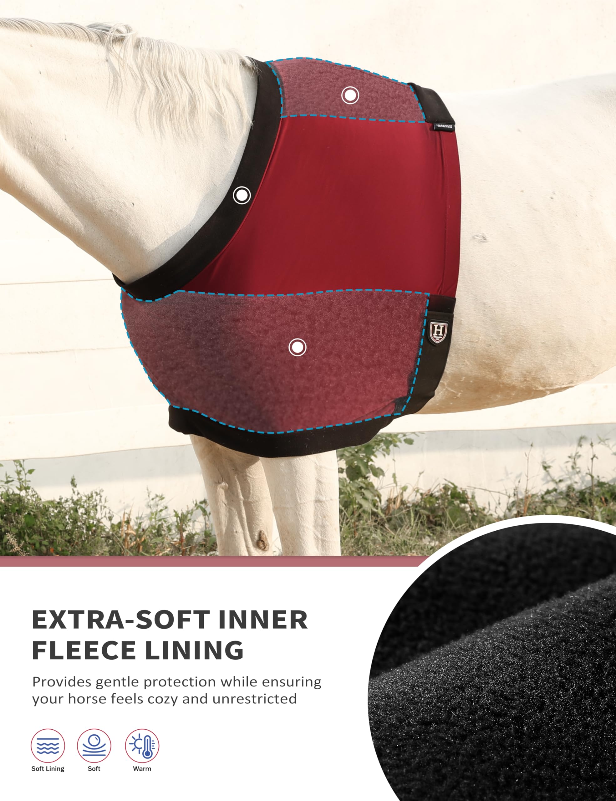 Protector de hombro con forro de felpa Harrison Howard, comodidad extra para caballos.