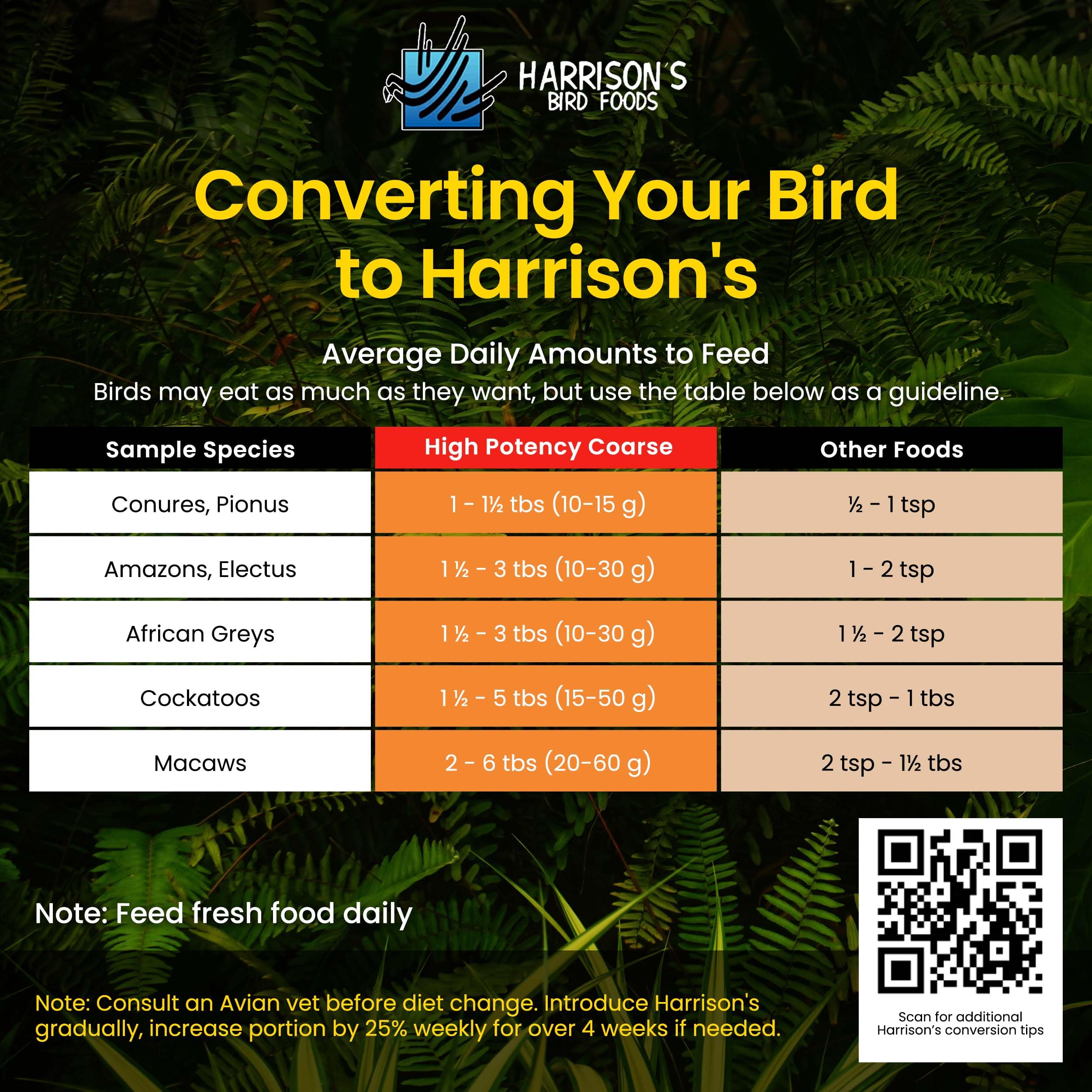 Alimento para especies medianas de Harrison's para uso diario