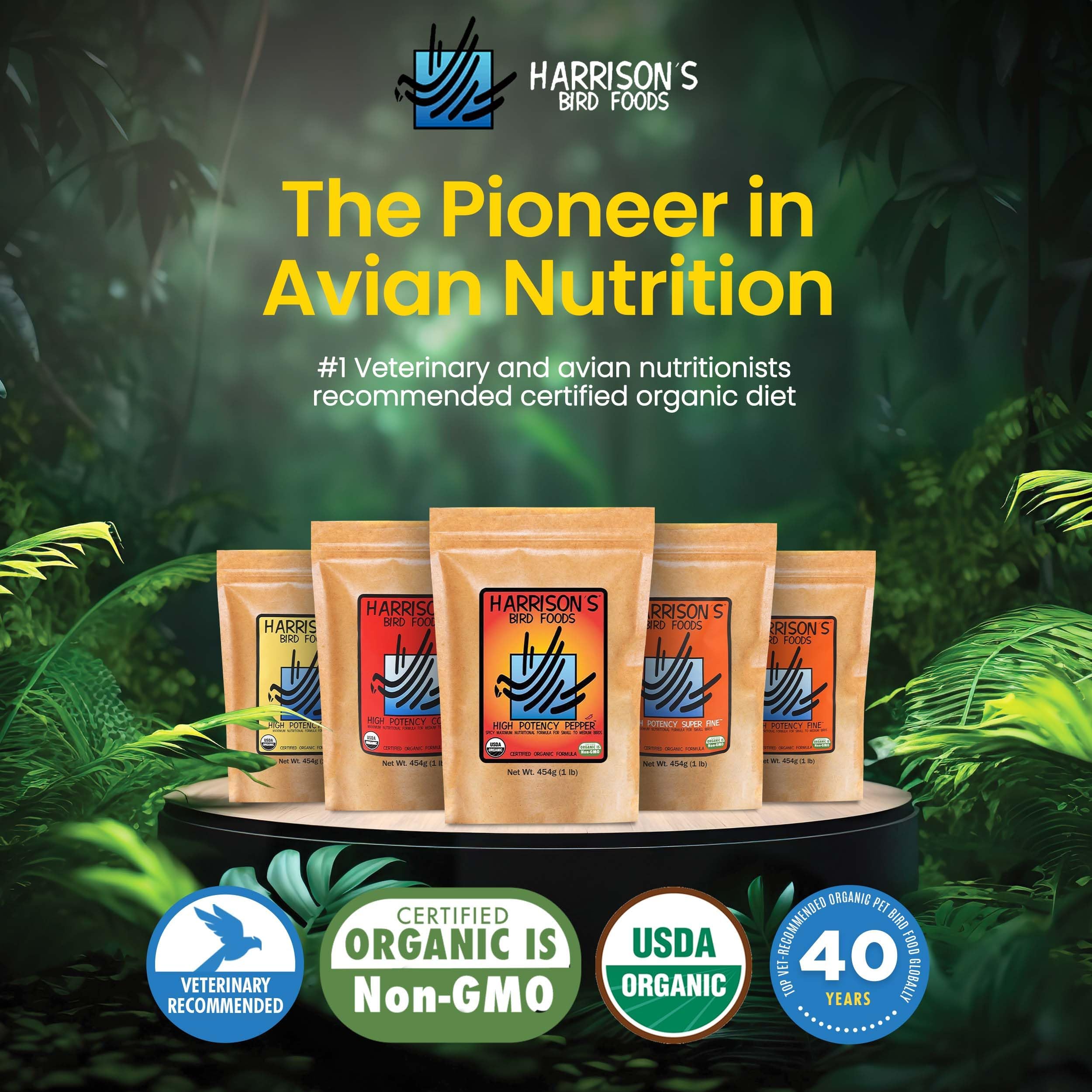 Granos y legumbres no GMO en Harrison's para base nutritiva diaria.
