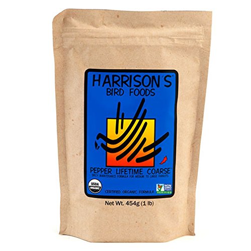Harrison's Pepper Lifetime Coarse: forraje enriquecido para aves activas y curiosas.
