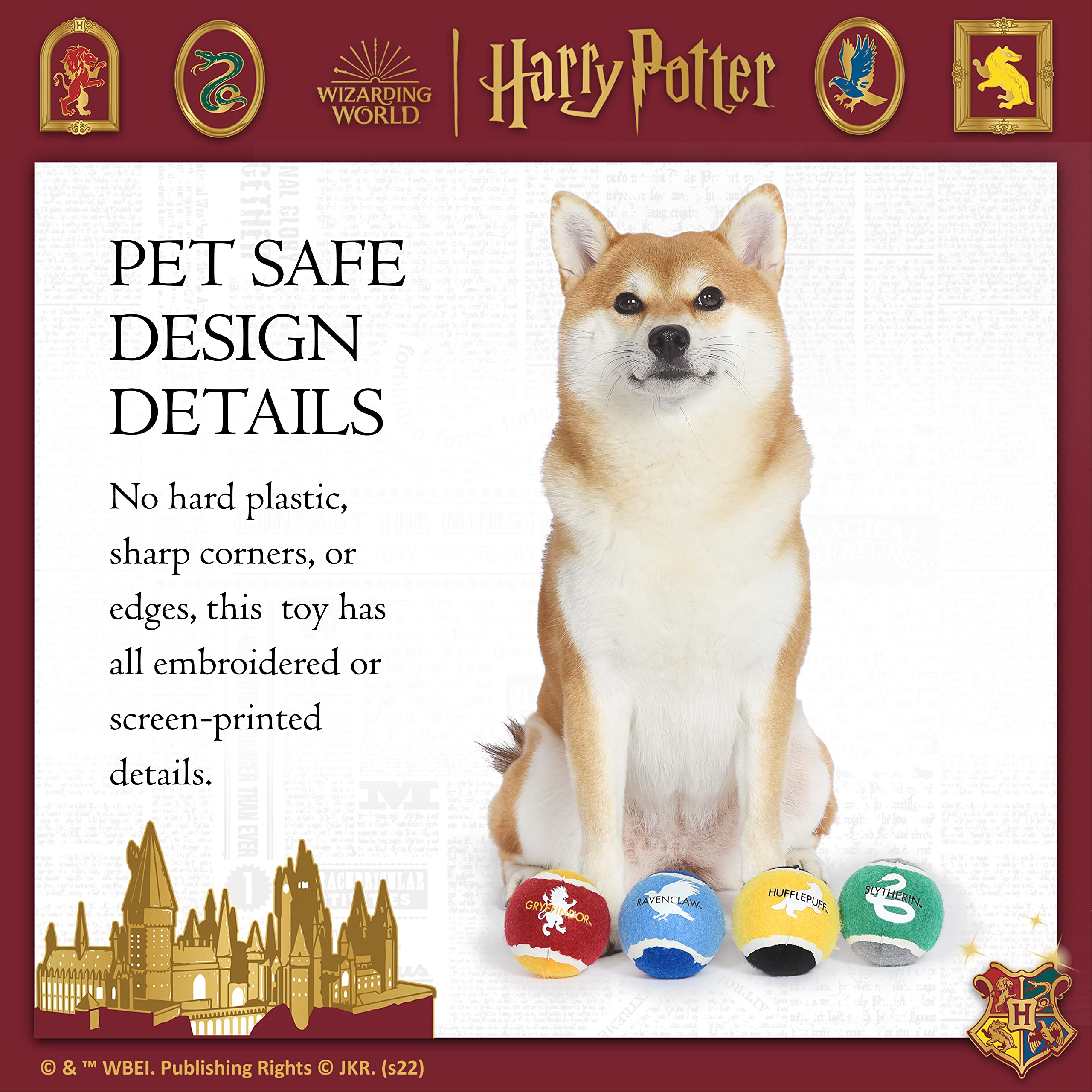 Pelota de tenis Hufflepuff de Harry Potter para perros, excelente para mordisqueo suave.