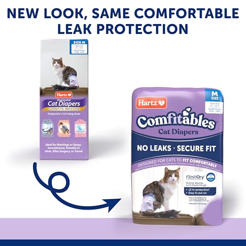 Hartz Comfitables Pañales para Gatos, diseño fácil de colocar y ajuste seguro