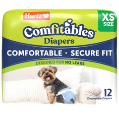 Hartz Comfitables XS, paquete de 12 pañales para perros pequeños, uso diario