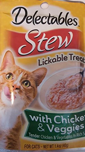 Hartz Delectables estofado para gatos con pollo y verduras, ideal para premiar con sabor.