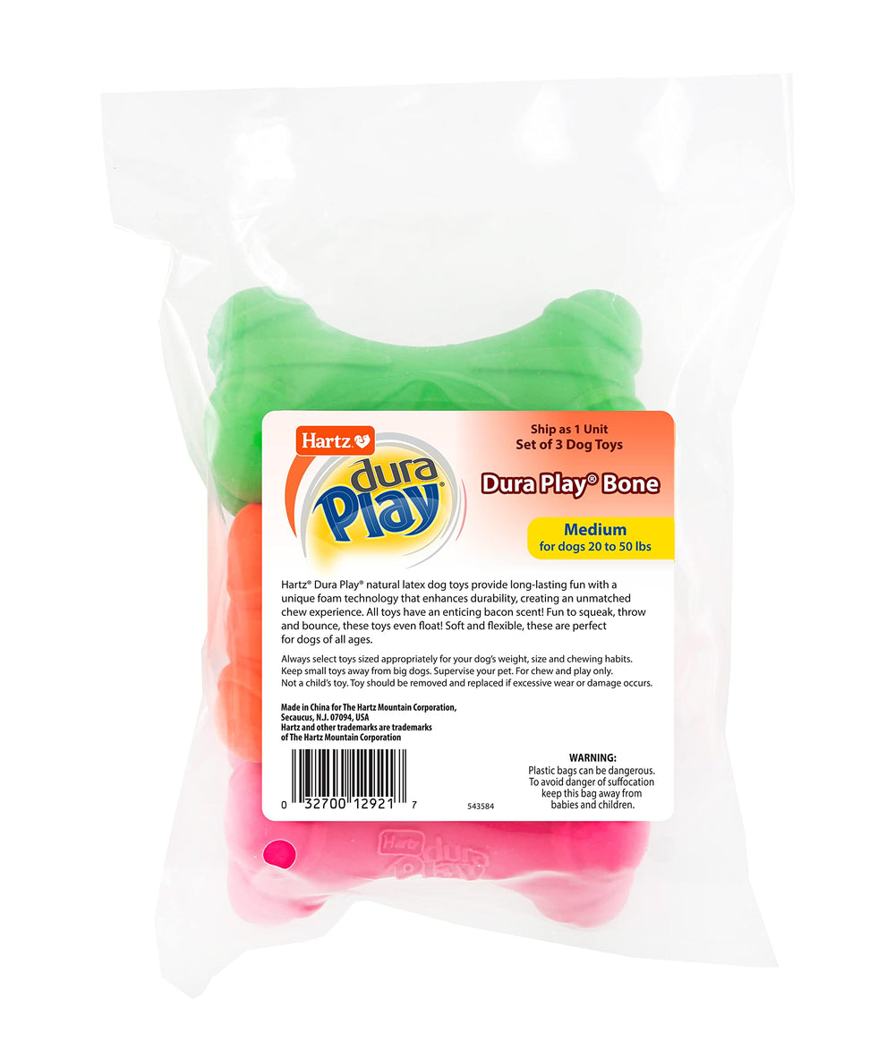 Hartz DuraPlay trio de jouets criants – variété pour chiens de taille moyenne.