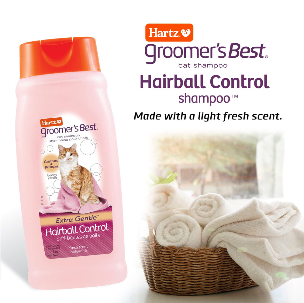 Botella de Hartz Groomer’s Best champú para gatos de 15 onzas, fragancia fresca