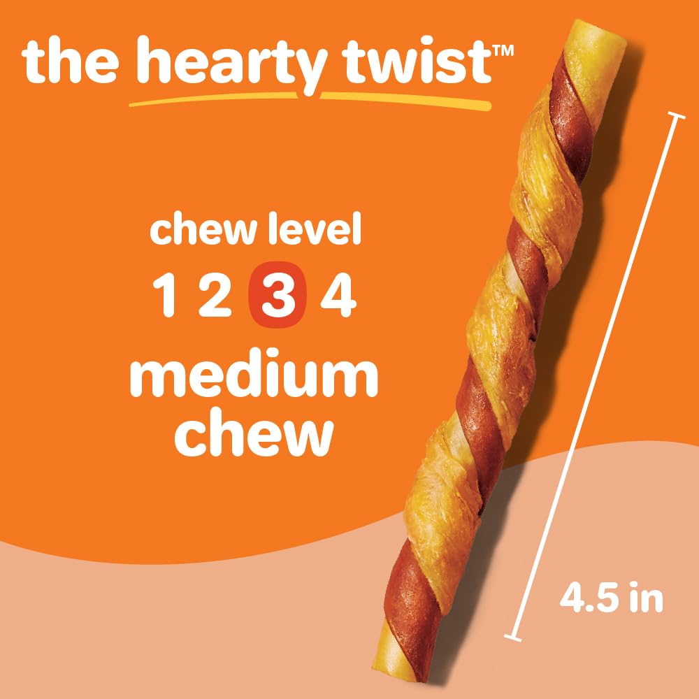 Masticación de tamaño medio de Hartz Oinkies Hearty Twists para perros adultos