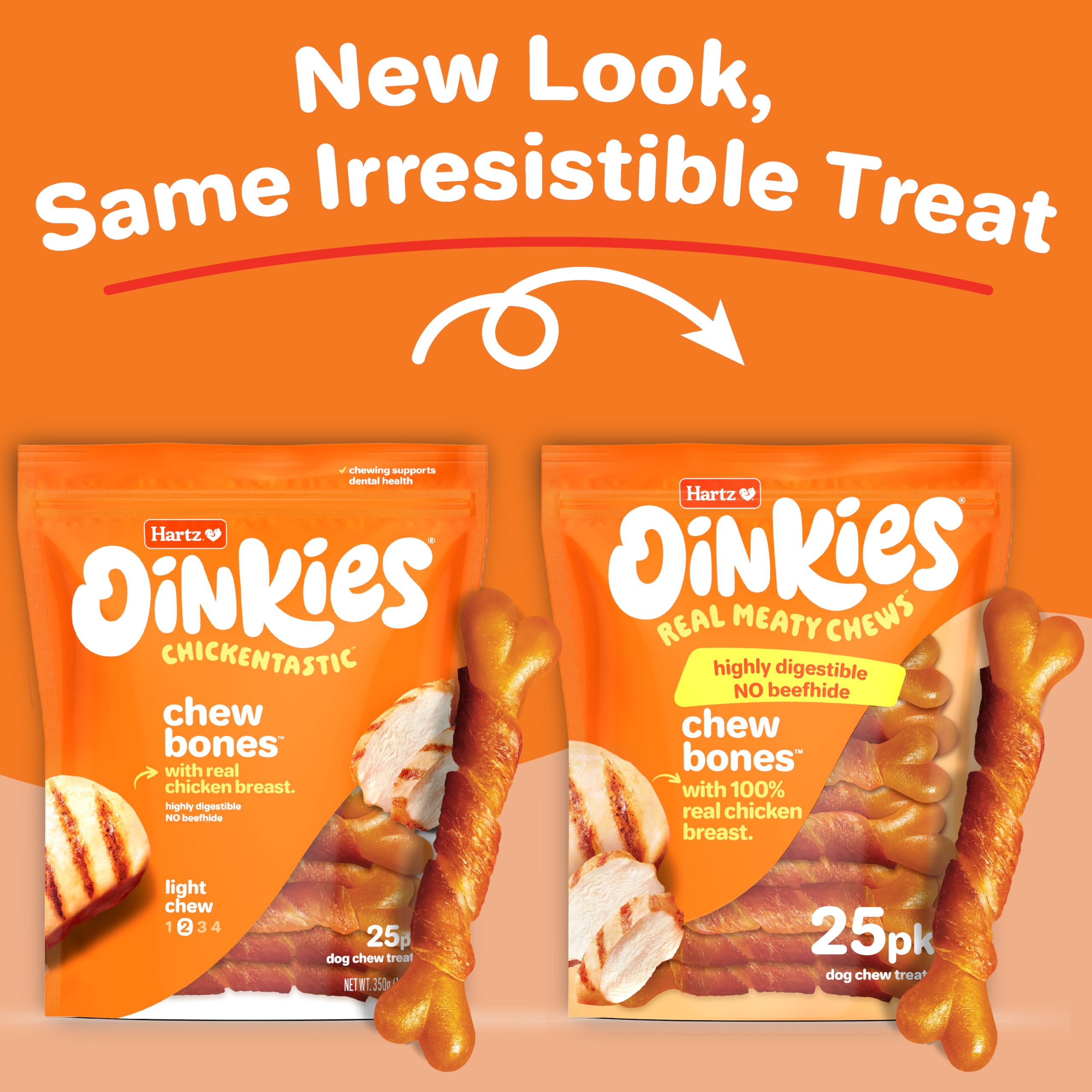 Hartz Oinkies rawhide-free dog treats support easy digestion and clean chewing