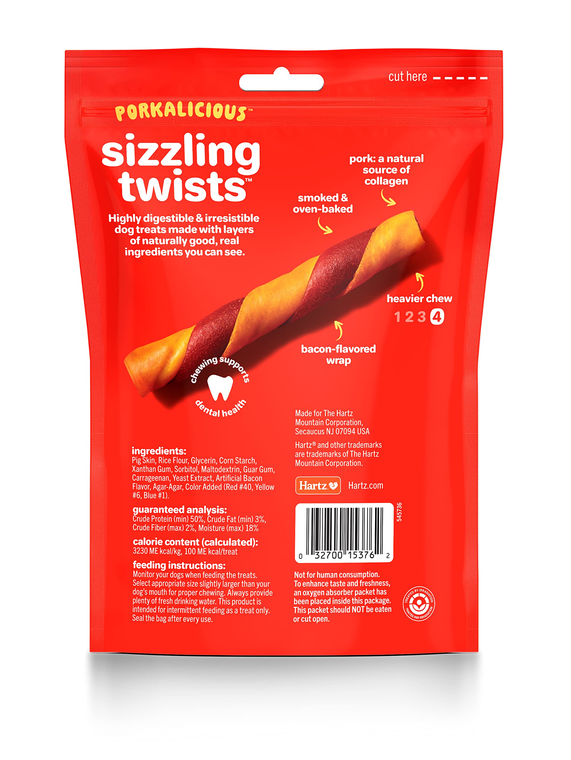Hartz Oinkies Sizzling Twists, proceso ahumado y horneado realza el sabor