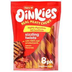 Hartz Oinkies Sizzling Twists, paquete de 8 piezas, sabor irresistible para perros, ideal para masticación diaria