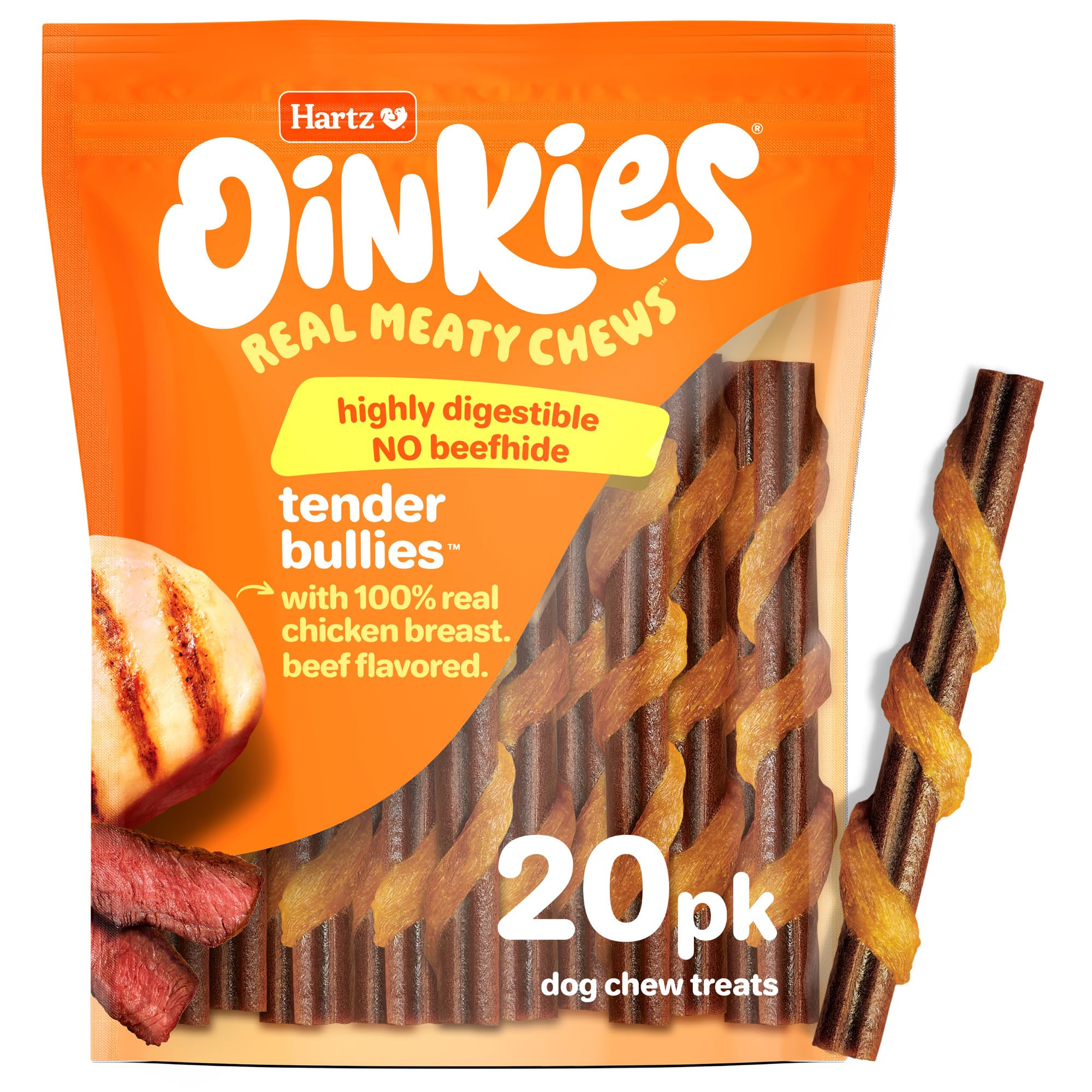 Hartz Oinkies Tender Bullies empaque con 20 unidades para perros