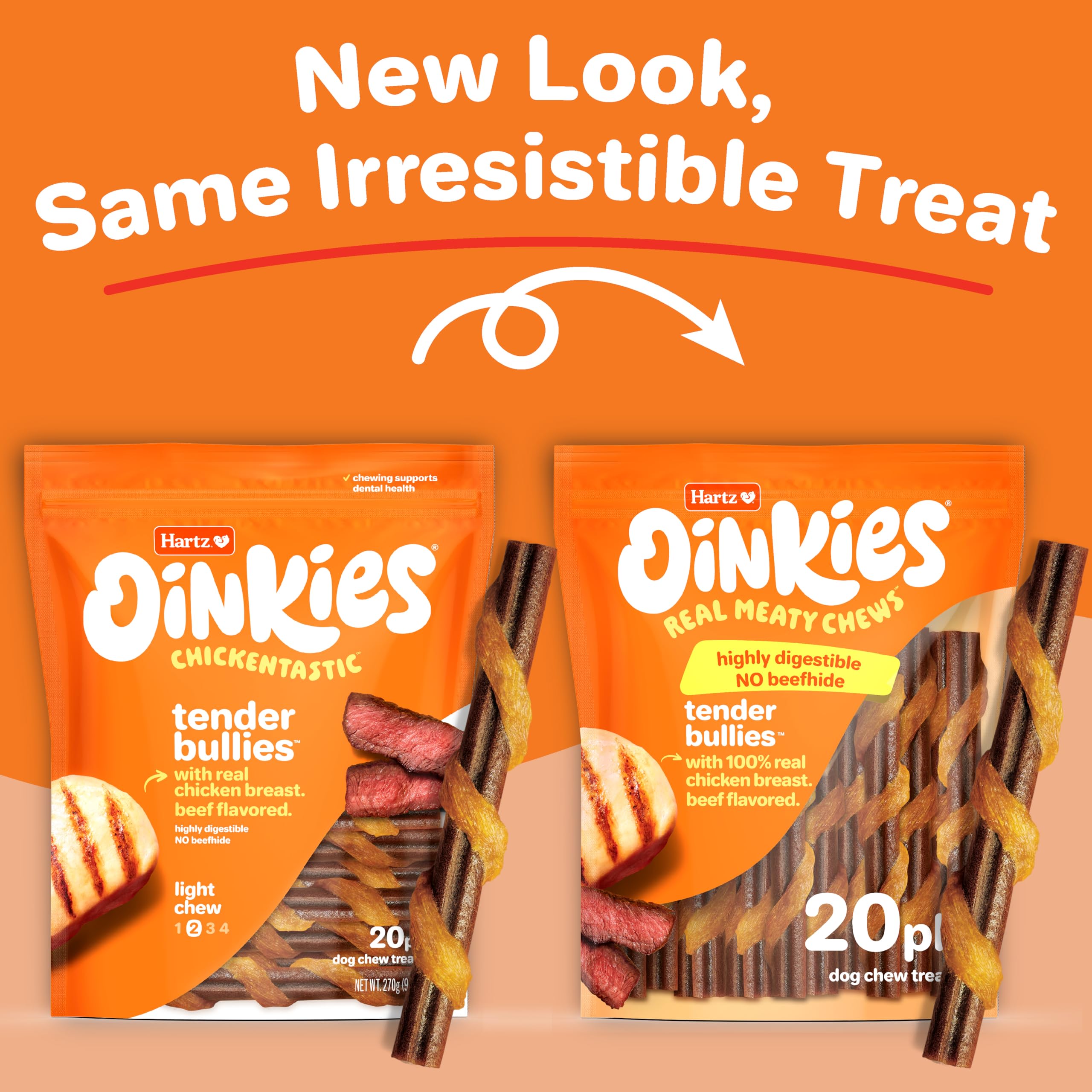 Hartz Oinkies Tender Bullies textura masticable para satisfacción