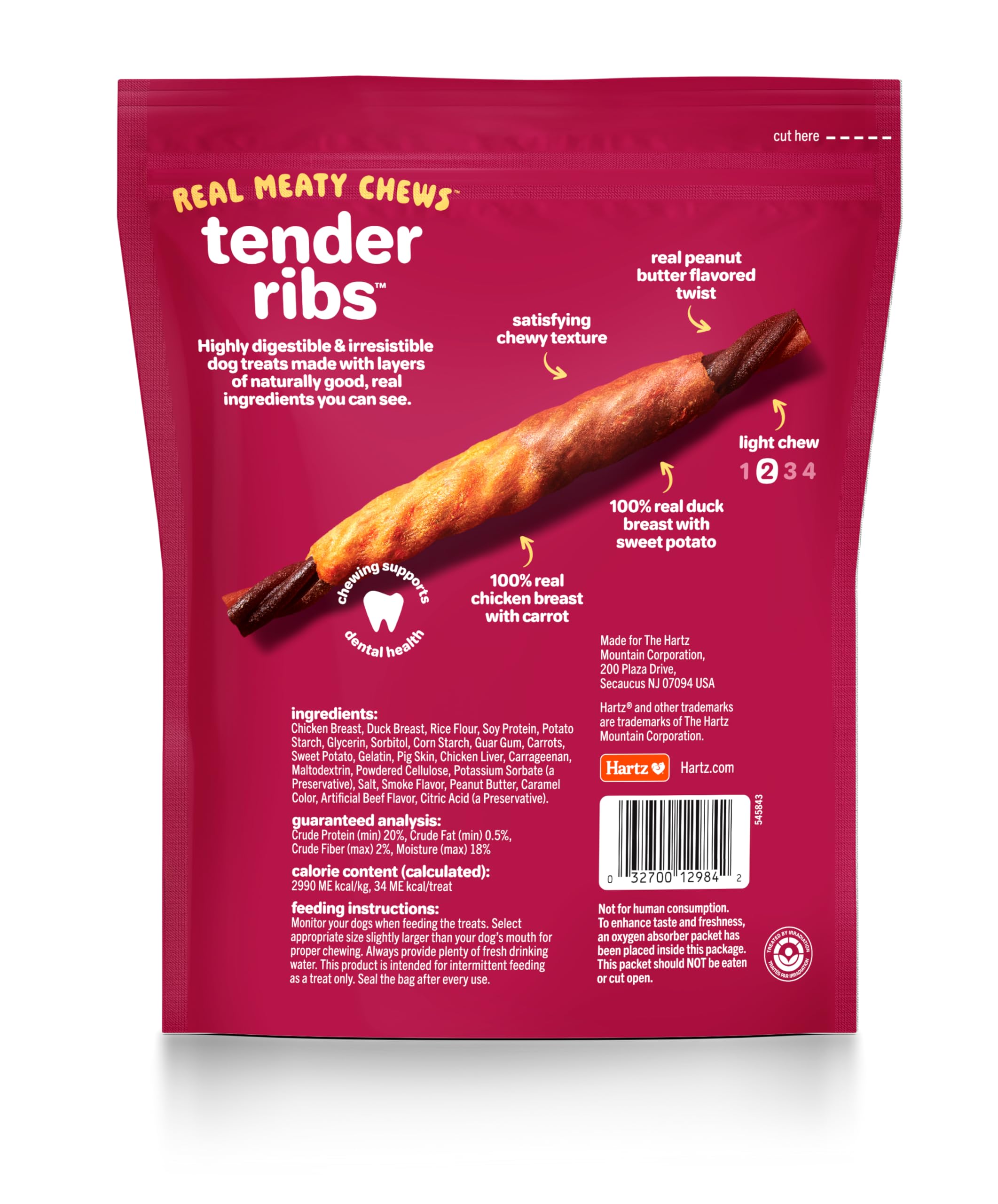 Hartz Oinkies Tender Ribs con verduras reales para sabor natural.