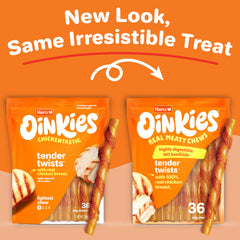 Textura masticable de Hartz Oinkies Tender Twists para masticar con satisfacción.