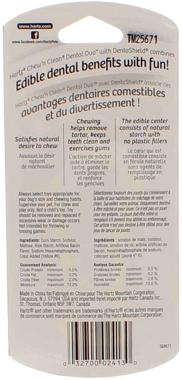 Dúo dental Hartz, exterior de nylon resistente para masticación segura.
