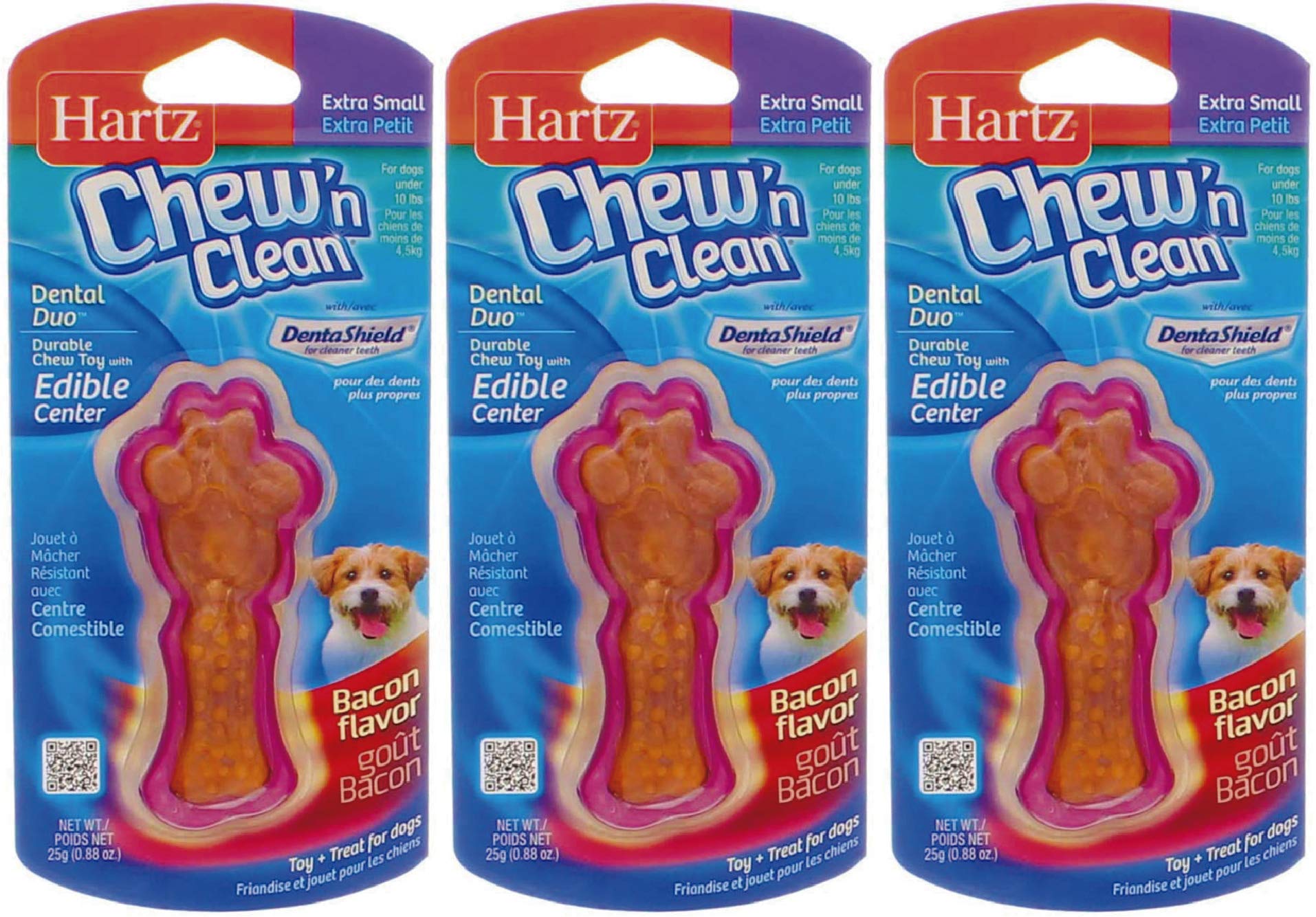 Hartz dúo dental para perros pequeños, juguete de nylon para masticar y cuidado bucal.