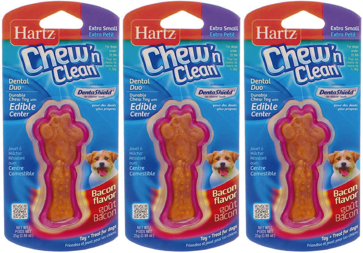 Hartz dúo dental para perros pequeños, juguete de nylon para masticar y cuidado bucal.