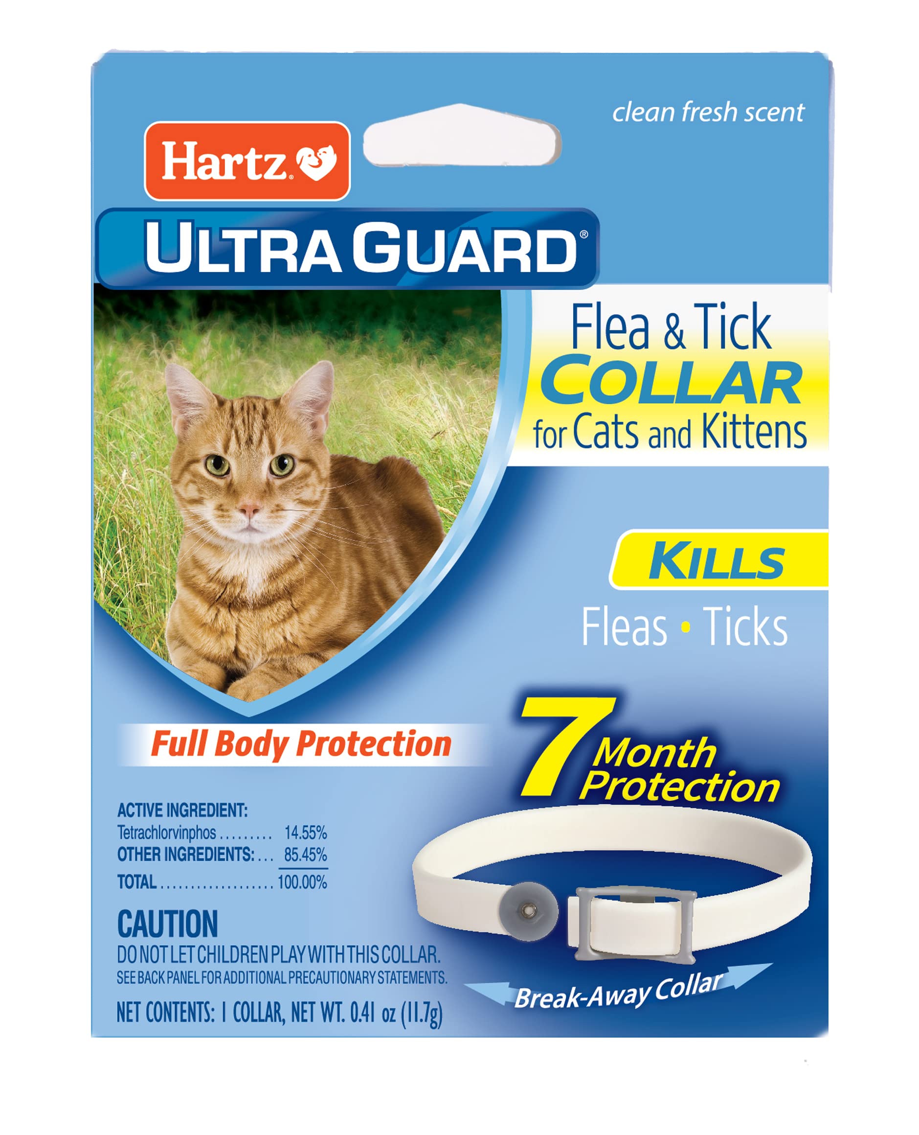 Collar Hartz UltraGuard para gatos en empaque, protección inicial