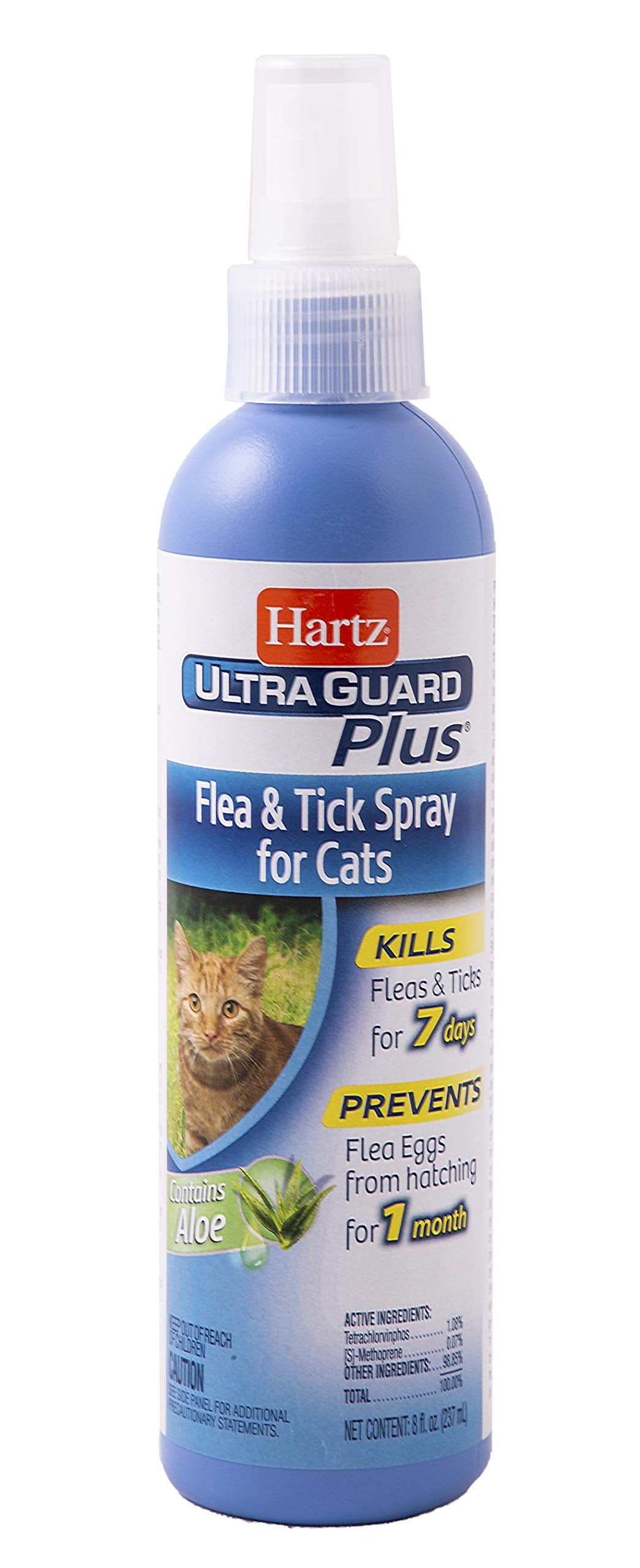 Hartz UltraGuard Plus para gatos: spray que mata pulgas y garrapatas por contacto.